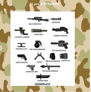 15PCS. Lego Brick Arms Custom minifig Black Weapons New  