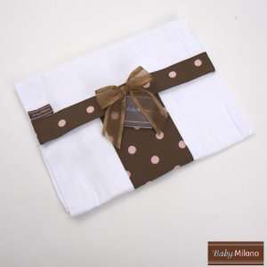  Burp Cloth Set   Brown with Pink Dots by Baby Milano 