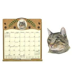  Kims Calendars Wooden Refillable Cat Wall Calendar Holder 
