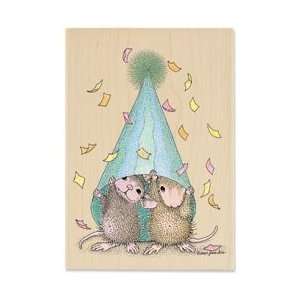   House Mouse Mounted Rubber Stamp 3X4.5 Surprise Party
