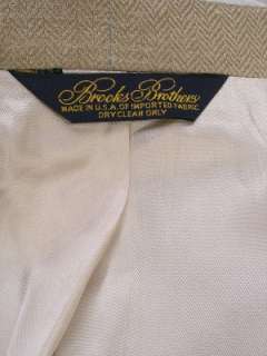 Brooks Brothers Wool & Silk Tweed Blazer Beige Herringbone 42R  