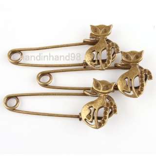 WHOLESALE 50x Antique Brass Safety Pins Brooches Different Shape 