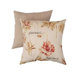  Pillow Perfect Decorative Floral Square Toss Pillow, Linen 