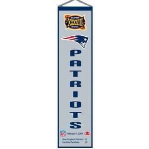 New England Patriots NFL Super Bowl 38 Wool 8 X 32 Heritage Banner