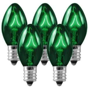 25 Bulbs C7   Green Transparent   Triple Dipped   5 Watt   Candelabra 