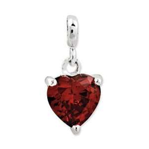  Sterling Silver Dark Red CZ Heart Enhancer Jewelry