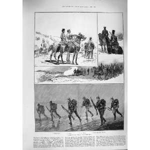  1887 GERMAN ARMY SOLDIERS SKIRMISHING WAR HORSES