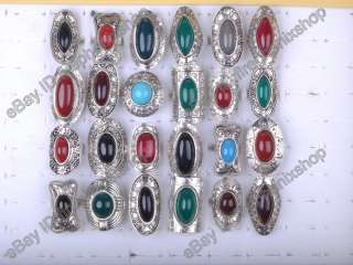 Wholesale bulk lots jewelry 10 resin gemstone Tibet silver rings free 