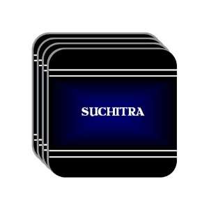 Personal Name Gift   SUCHITRA Set of 4 Mini Mousepad Coasters (black 