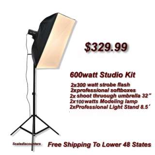 Lighting Kit Strobe Flash Softbox Lighting Kit 600w New  