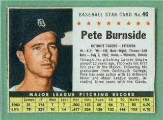 1961 Post #46 Pete Burnside (Tigers) (BF11) Ex  