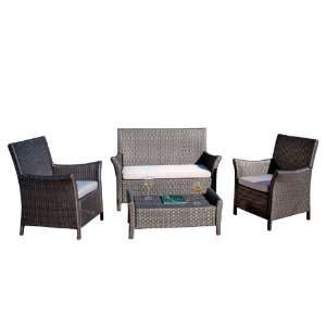  Nordhoff Grey Wicker Outdoor Sofa Set Patio, Lawn 
