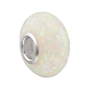   Silver 14.00X07.00 Mm Kera White Created Mosaic Opal Bead Jewelry