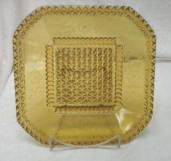 EAPG 1870 square dinner plate / adams amber glass  
