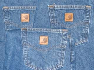 mens Carhartt jeans Traditional Fit Work pants B18 DST 34 x 32 Lot X3 