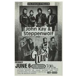  John Kay and Steppenwolf Music Poster, 11 x 17
