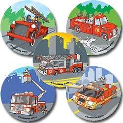 30 Fire Truck Stickers, 2.5 Round  
