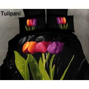  Tulipani 6 Piece Duvet Set Black