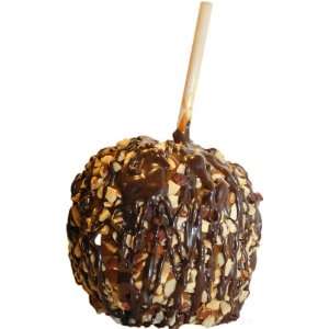 Caramel Apple with Roasted Almonds and Dark Chocolate Drizzle  