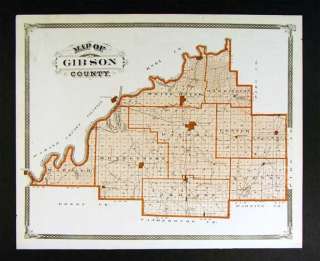 1876 Indiana Map Gibson Pike County Petersburg Patoka  