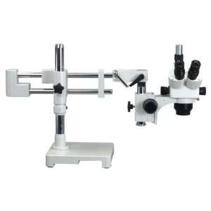 Dual bar Boom Stand Trinocular Zoom Stereo Microscope 5x~80x  