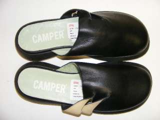 NEW CAMPER Spiral Clog Mule Slides Black Leather Shoes Womens 38 7.5 