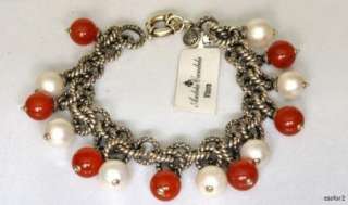 New $950 ANDREA CANDELA SS Pearl Red Jasper Bracelet  