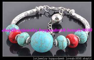 wholesale 24strings coral turquoise gemstone bracelets  