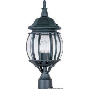   Lighting Crown Hill Collection Black Finish Crown Hill 3 Lt Post Cast