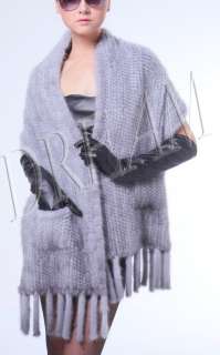 Denmark Real mink fur scarf top wrap cape shawl Natural Sapphire 