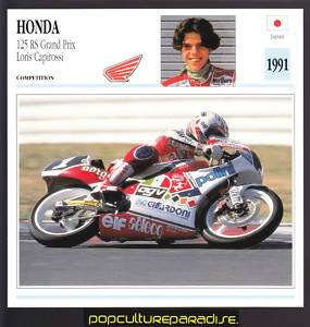 1991 HONDA 125 RS Grand Prix LORIS CAPIROSSI Bike Card  