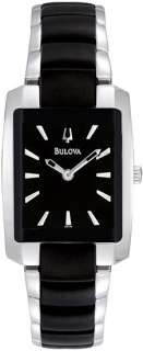 BULOVA 98L148 Ladies Two Tone Black IP Square Stainless Steel Watch 