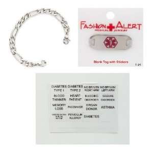  Large Stainless Steel Figaro Chain Medical Alert Bracelet 