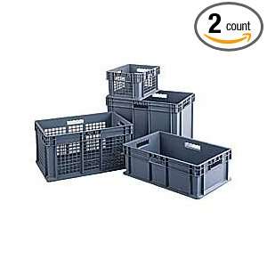 AKRO MILS Straight Wall Stacking Containers   Gray   Lot of 2  