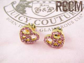 Juicy Couture Peace Love Pave Heart Studs Earrings  