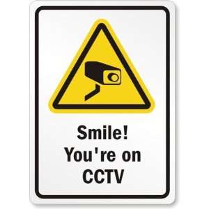  Smile Youre on CCTV Aluminum Sign, 14 x 10 Office 