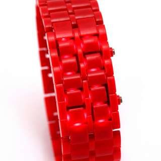 Fashionable Lava Style Unisex Mens Sport Wrist Watch LED RED Band 