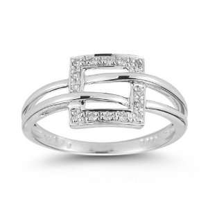  Square shaped Sliver Ring setted with HI SI2 I1 Diamonds 