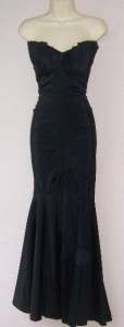 BETSY & ADAM Black Strapless Taffeta Ruched Formal Dress Gown 10 NWT 