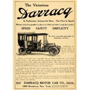Winner Vanderbilt Cup Endurance Speed Race Antique Darracq Motor Cars 