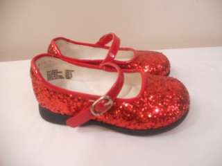 Red Sparkly Dorothy Wizard of Oz Shoes Ruby Red Slippers Girls size 8 