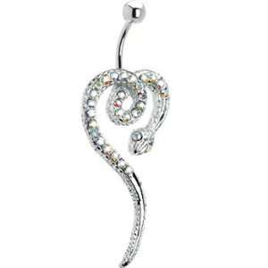  Aurora Gem Spiraling Snake Belly Ring Jewelry