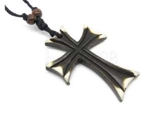 Catholic Cross Wooden Holy Pendant Gothic Necklace  