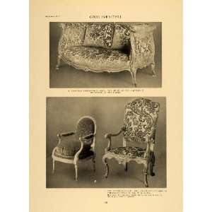  1917 Print Upholstered Sofa Venetian Chair Fabric Couch 