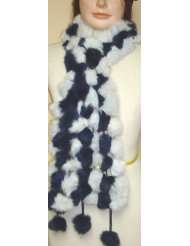   Luxurious White Black Color Rabbit Fur Scarf for Women and Teens