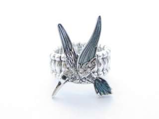Hummingbird Crystal Stretch Ring Jewelry Sorority  
