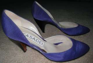 CASADEI LAVENDER RIBBED SILK DSORAY PUMP ITALY SZ 7/37  