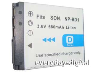 Battery + Charger For Sony D Type Lithium Ion NP BD1  