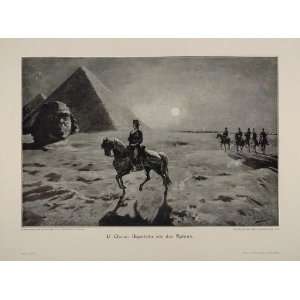 1912 Napoleon Sphinx Pyramid Egypt Desert Checa Print   Original Print