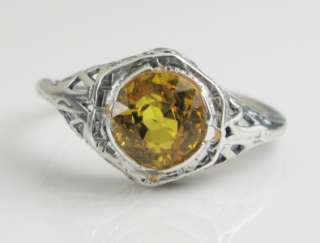 Art Deco Sterling Filigree .75ctw Ceylon Sapphire Ring